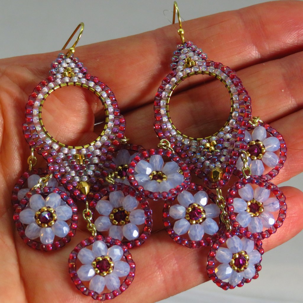 Lavender Beaded Earrings Handmade